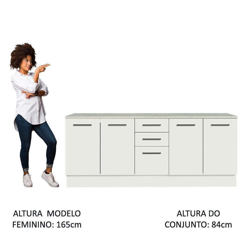 Kit 2 Balcões Multiuso 4 Portas 3 Gavetas Branco - 10