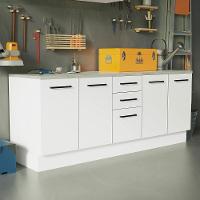 Kit 2 Balcões Multiuso 4 Portas 3 Gavetas Branco - 1