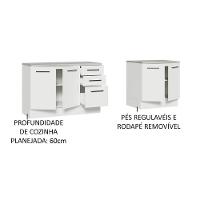 Kit 2 Balcões Multiuso 4 Portas 3 Gavetas Branco - 7