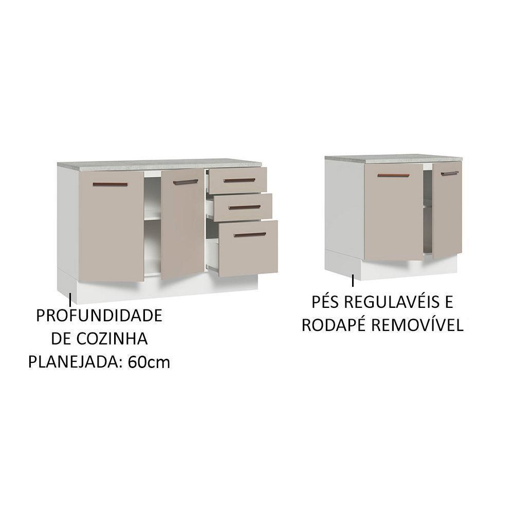 Kit 2 Balcões Multiuso 4 Portas 3 Gavetas Branco - 7