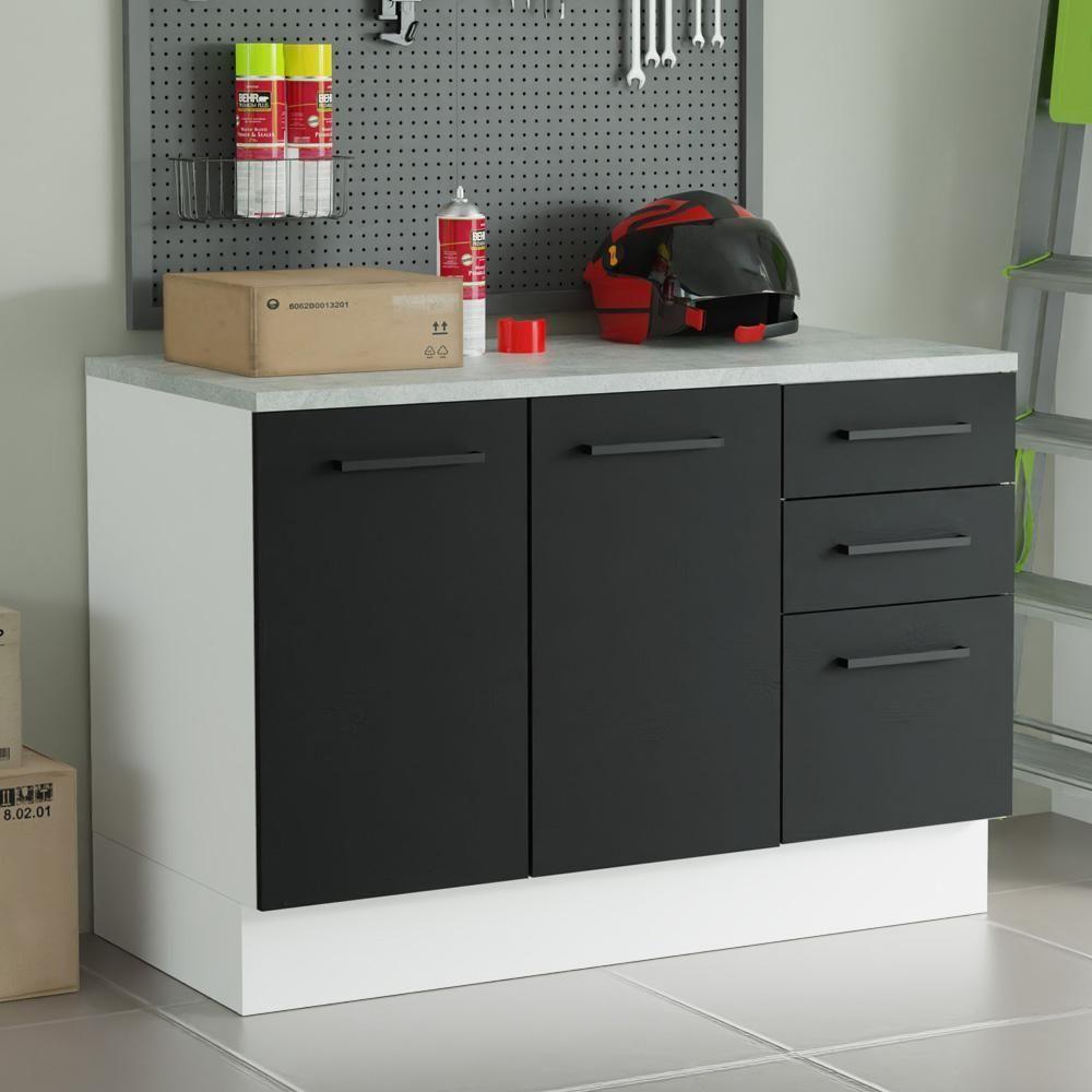 Balcão Multiuso 120cm 2 Portas 3 Gavetas Branco - 1