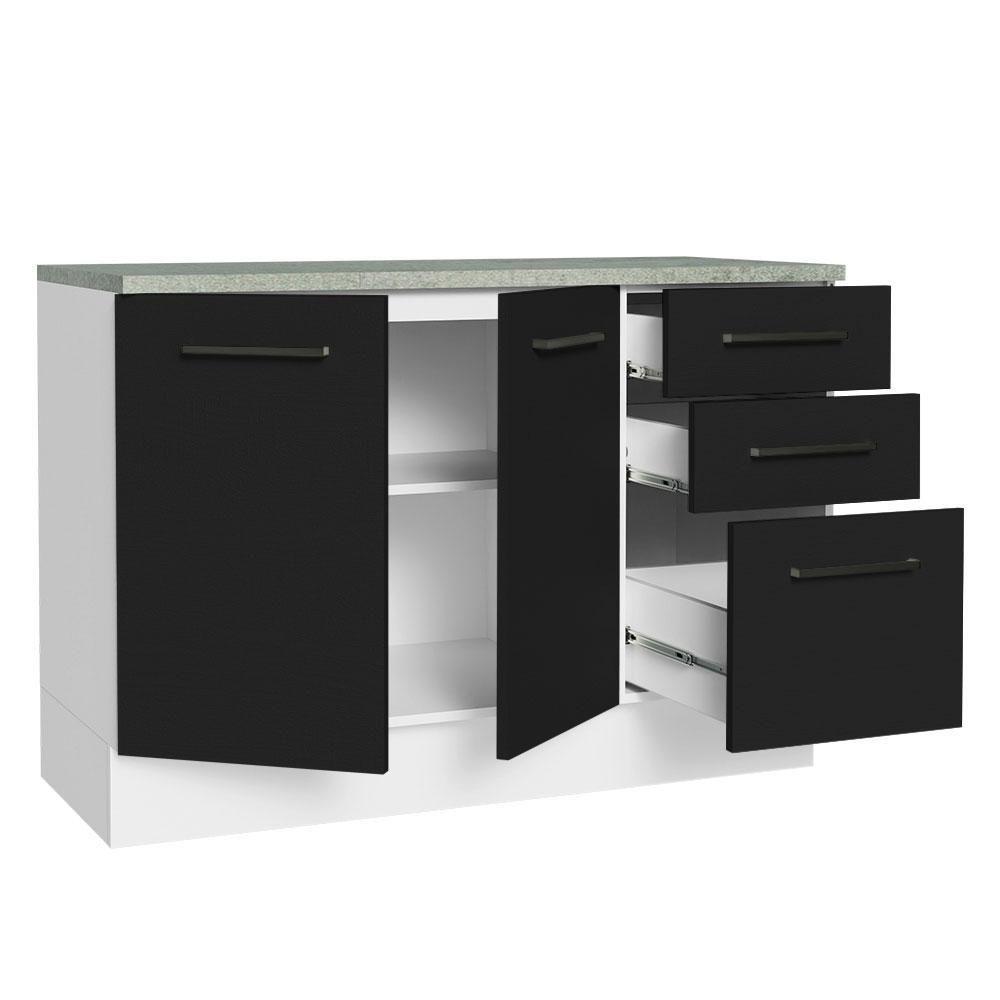 Balcão Multiuso 120cm 2 Portas 3 Gavetas Branco - 10