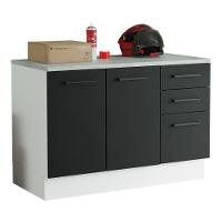 Balcão Multiuso 120cm 2 Portas 3 Gavetas Branco - 9