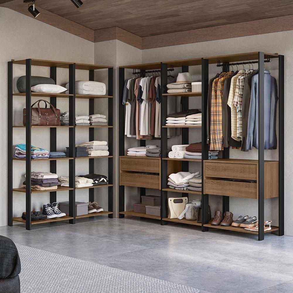 Guarda-roupa Closet Modulado 4 Gavetas 417cm Rustic/preto - 1