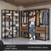 Guarda-roupa Closet Modulado 4 Gavetas 417cm Rustic/preto - 10