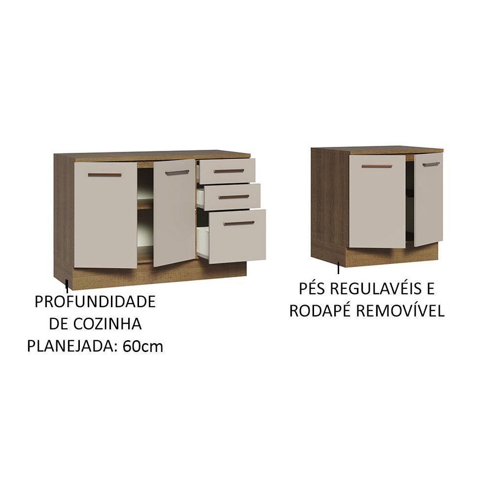 Kit 2 Balcões Multiuso 4 Portas 3 Gavetas Crema - 7