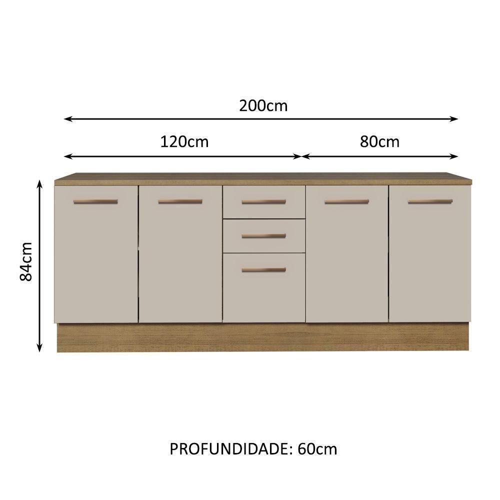 Kit 2 Balcões Multiuso 4 Portas 3 Gavetas Crema - 8