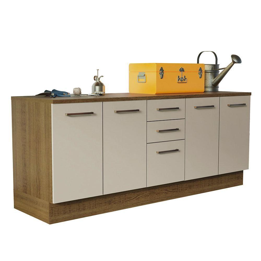 Kit 2 Balcões Multiuso 4 Portas 3 Gavetas Crema - 9