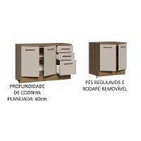 Kit 2 Balcões Multiuso 4 Portas 3 Gavetas Crema - 7