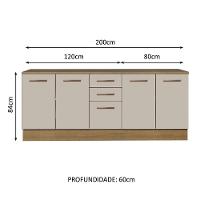 Kit 2 Balcões Multiuso 4 Portas 3 Gavetas Crema - 8