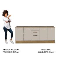 Kit 2 Balcões Multiuso 4 Portas 3 Gavetas Crema - 10