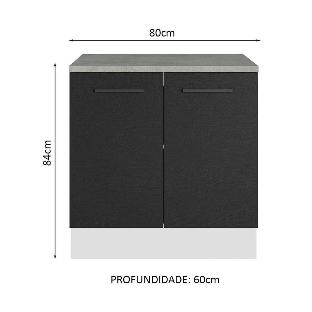 Balcão Multiuso 80cm 2 Portas Branco/preto Madesa - 8