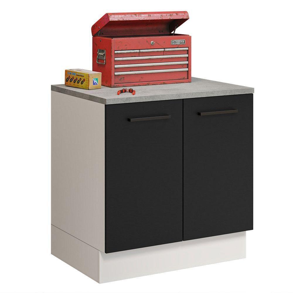 Balcão Multiuso 80cm 2 Portas Branco/preto Madesa - 9