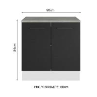 Balcão Multiuso 80cm 2 Portas Branco/preto Madesa - 8