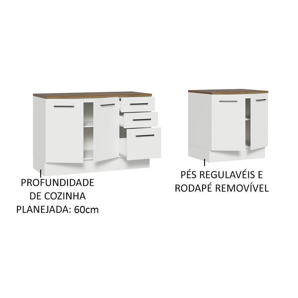 Kit 2 Balcões Multiuso 4 Portas 3 Gavetas Branco/rustic - 7