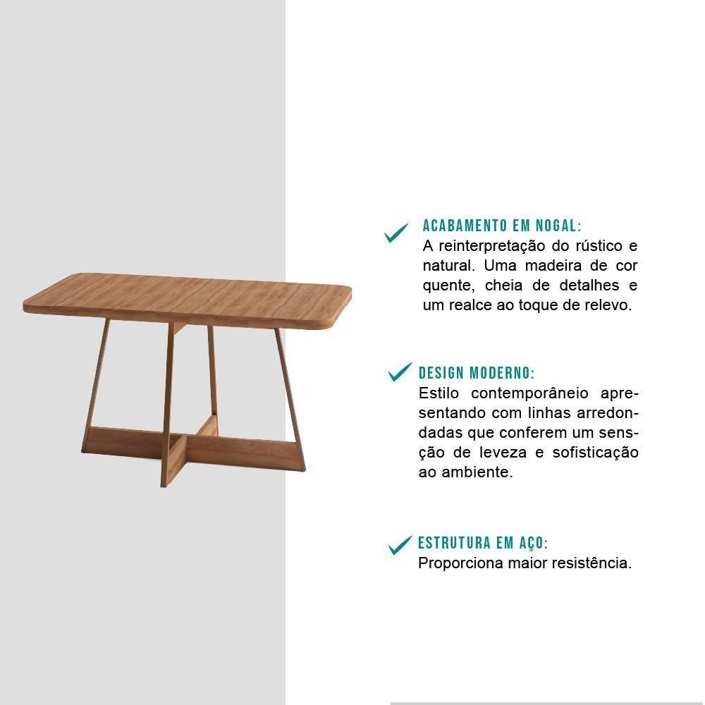 Mesa De Jantar Retangular 1,6 M átria 1592 Carraro Nogal/rose - 8