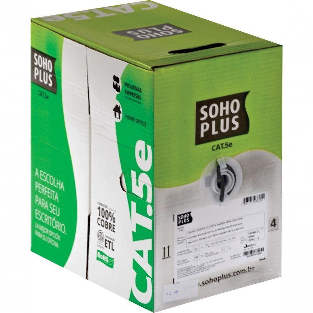 Cabo Lan U-utp Cat.5e 24 Awg 4 Pares Cmx Caixa C- 305 Metros Preto 100% Cobre 23200100 - 1