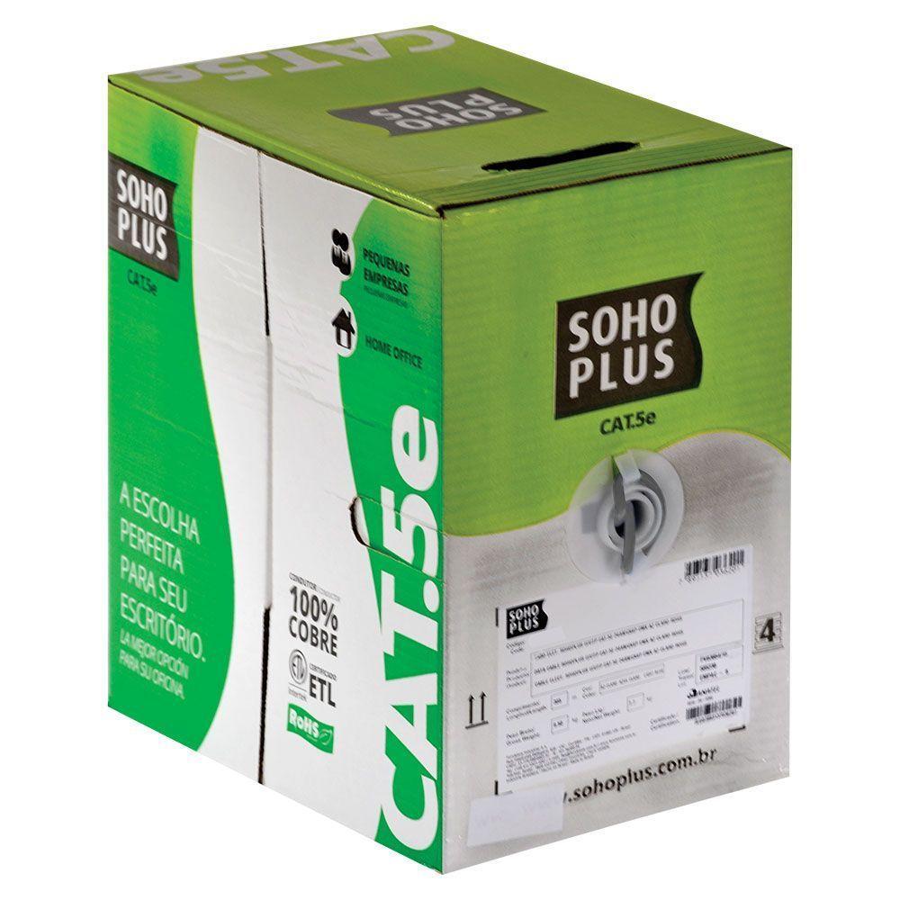 Cabo Lan U-utp Cat.5e 24 Awg 4 Pares Cmx Caixa C- 305 Metros Cinza 100% Cobre 23200102 - 1