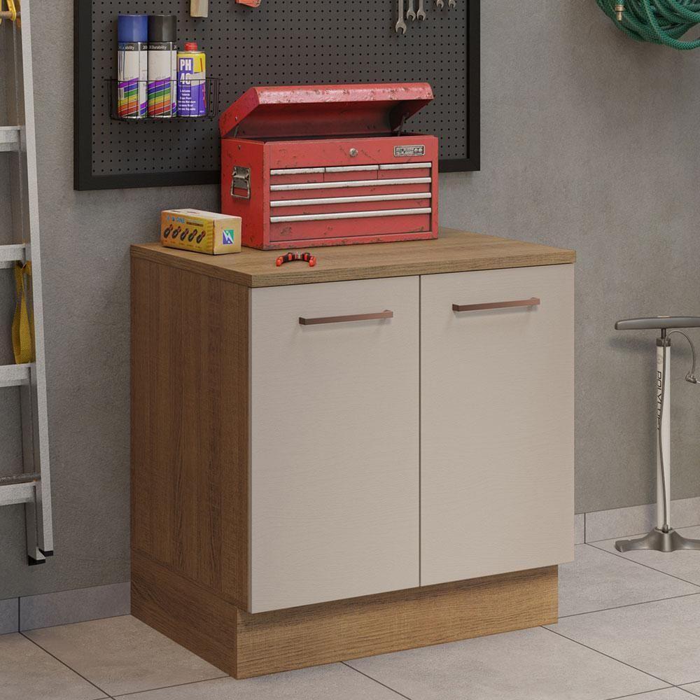 Balcão Multiuso 80cm 2 Portas Rustic/crema Madesa - 1