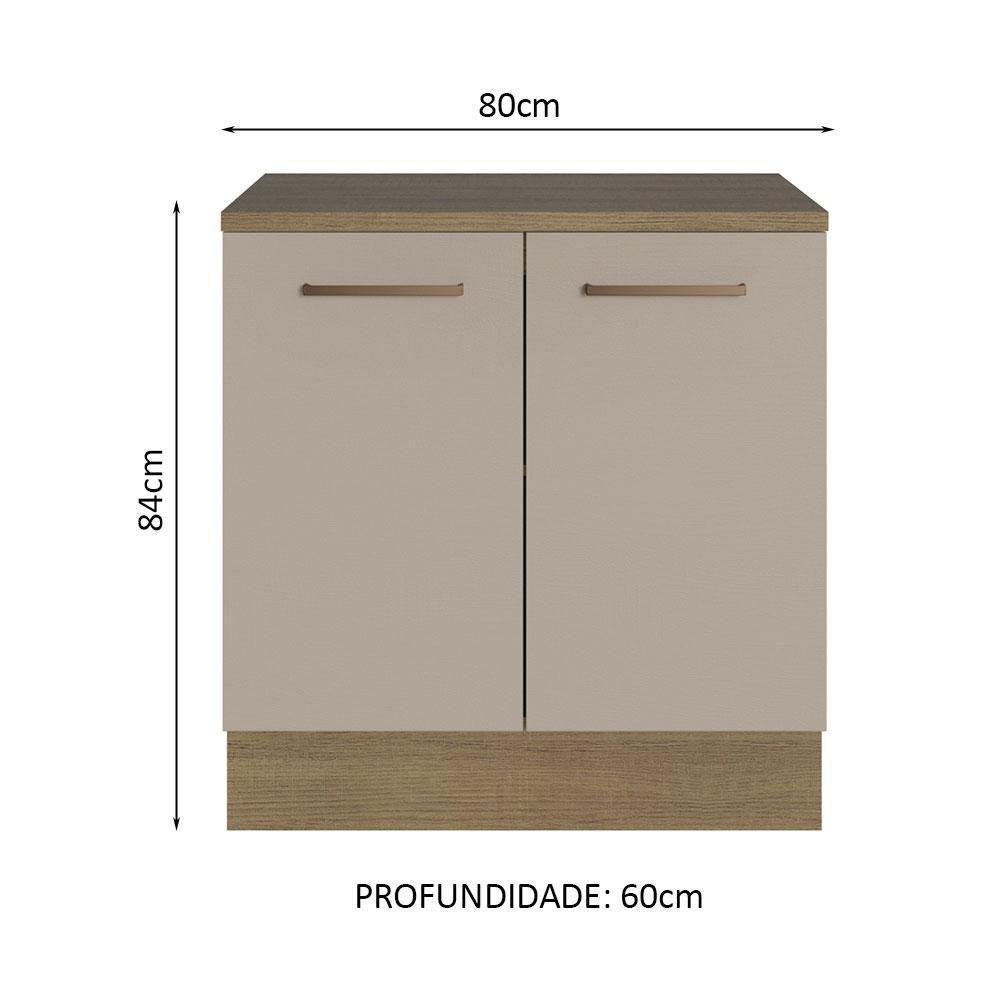 Balcão Multiuso 80cm 2 Portas Rustic/crema Madesa - 8