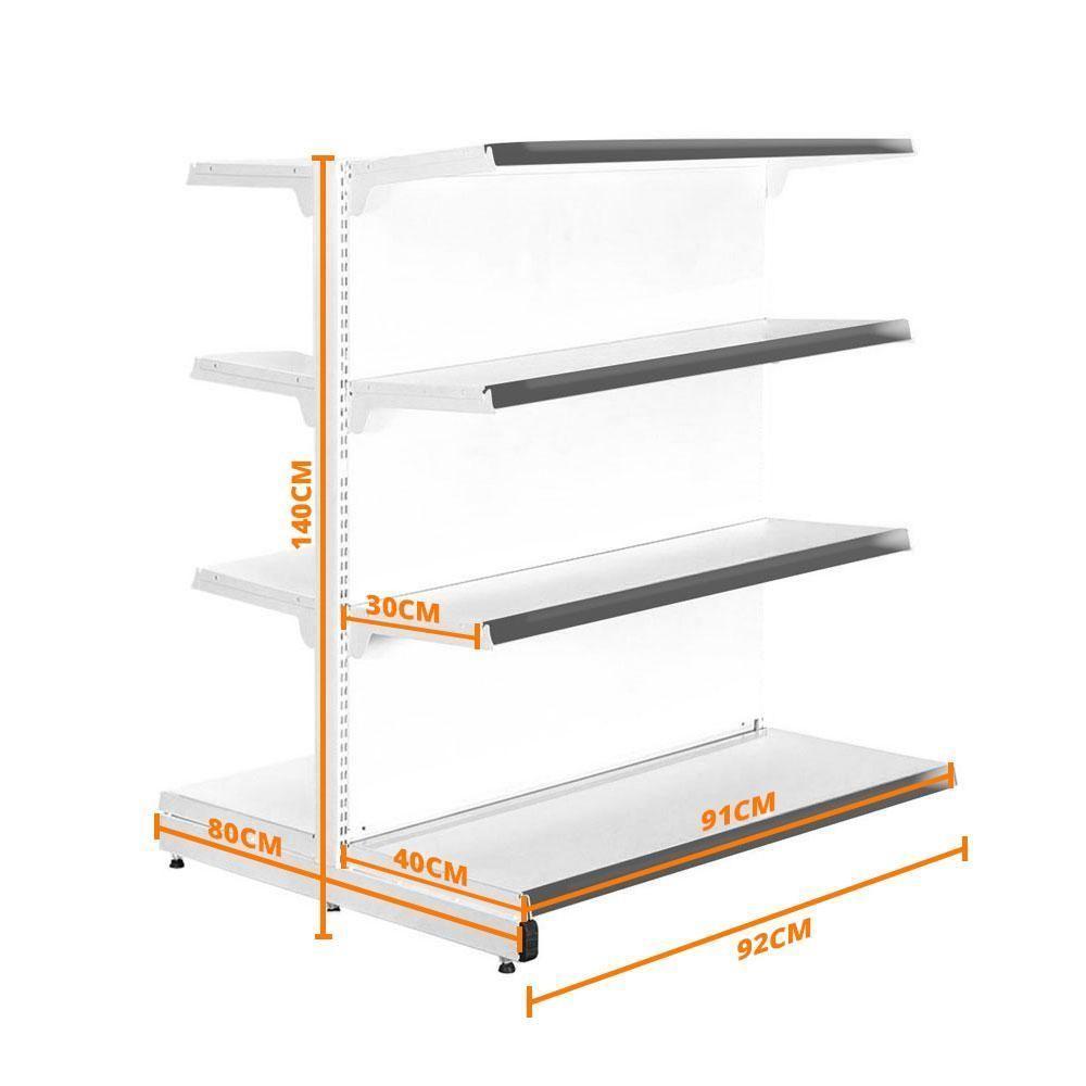 Gôndola Prateleira Preta 4 Níveis 40x30 New Plus 1,40 Central Continuação Pe Vermelho - 3