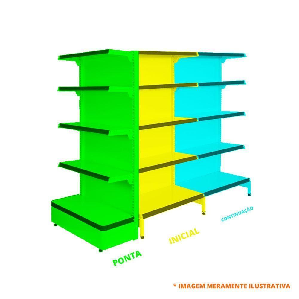 Gôndola Prateleira Preta 4 Níveis 40x30 New Plus 1,40 Central Continuação Pe Vermelho - 4