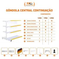 Gôndola Prateleira Preta 4 Níveis 40x30 New Plus 1,40 Central Continuação Pe Vermelho - 5