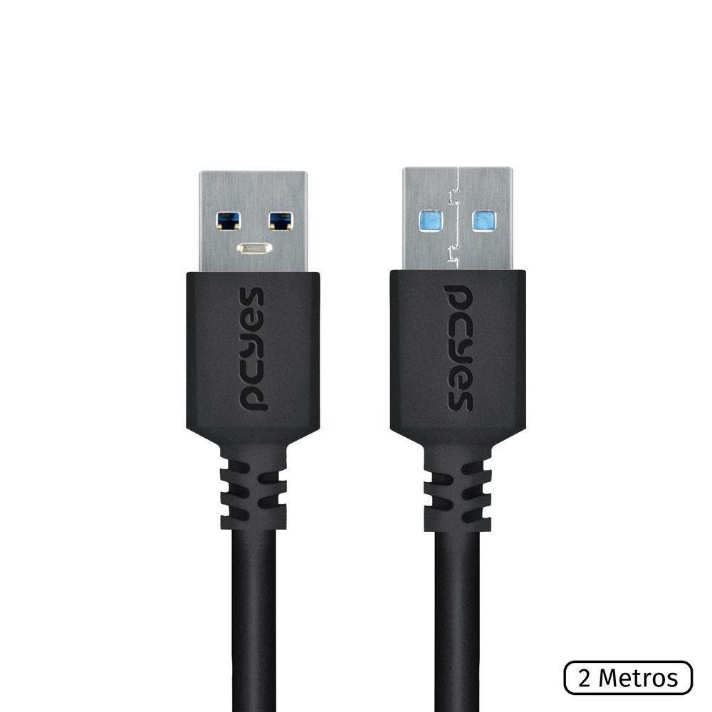 Cabo De Dados Usb A 3.0 Macho Para Usb A 3.0 Macho 28awg Puro Cobre 2 Metros - Puam3-2 - 2