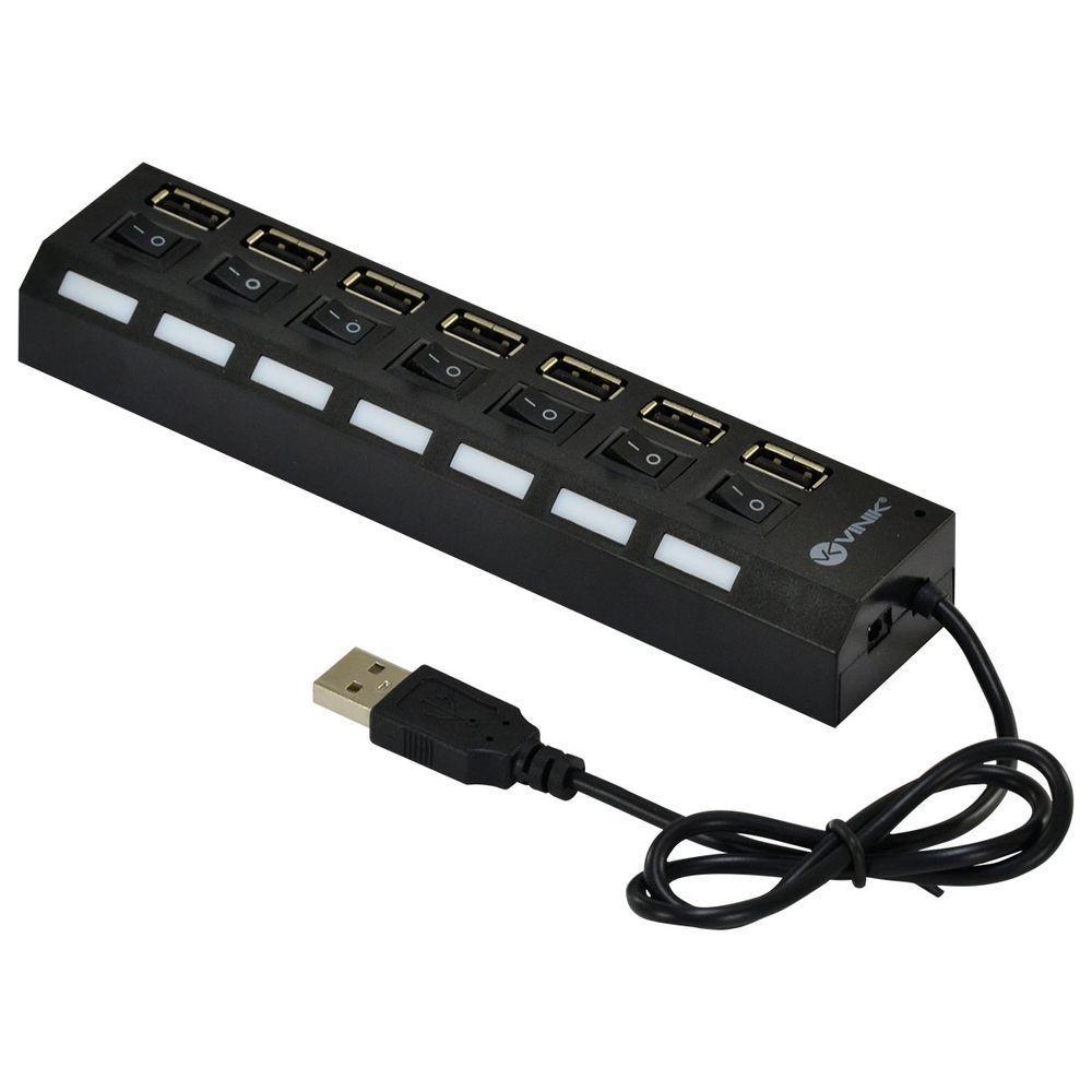 Hub Usb 2.0 7 Portas Com Cabo E Led Indicador - Huv-40 - 1
