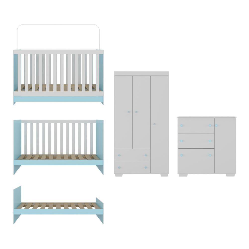 Quarto Infantil Completo Com Colchão Incluso Algodão Doce Multimóveis Mp4253 Branco/azul - 3