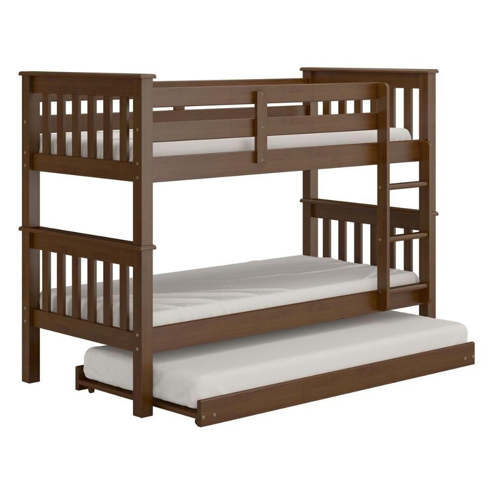 Treliche De Solteiro Madeira Maciça Para Colchão 88 X 188 Cm Multimóveis Cr35245 Castanho Castanho - 1