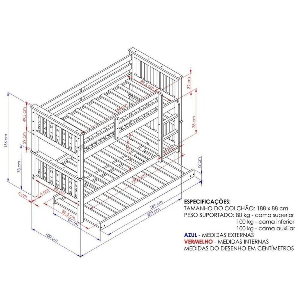 Treliche De Solteiro Madeira Maciça Para Colchão 88 X 188 Cm Multimóveis Cr35245 Castanho Castanho - 2