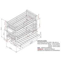 Treliche De Solteiro Madeira Maciça Para Colchão 88 X 188 Cm Multimóveis Cr35245 Castanho Castanho - 2
