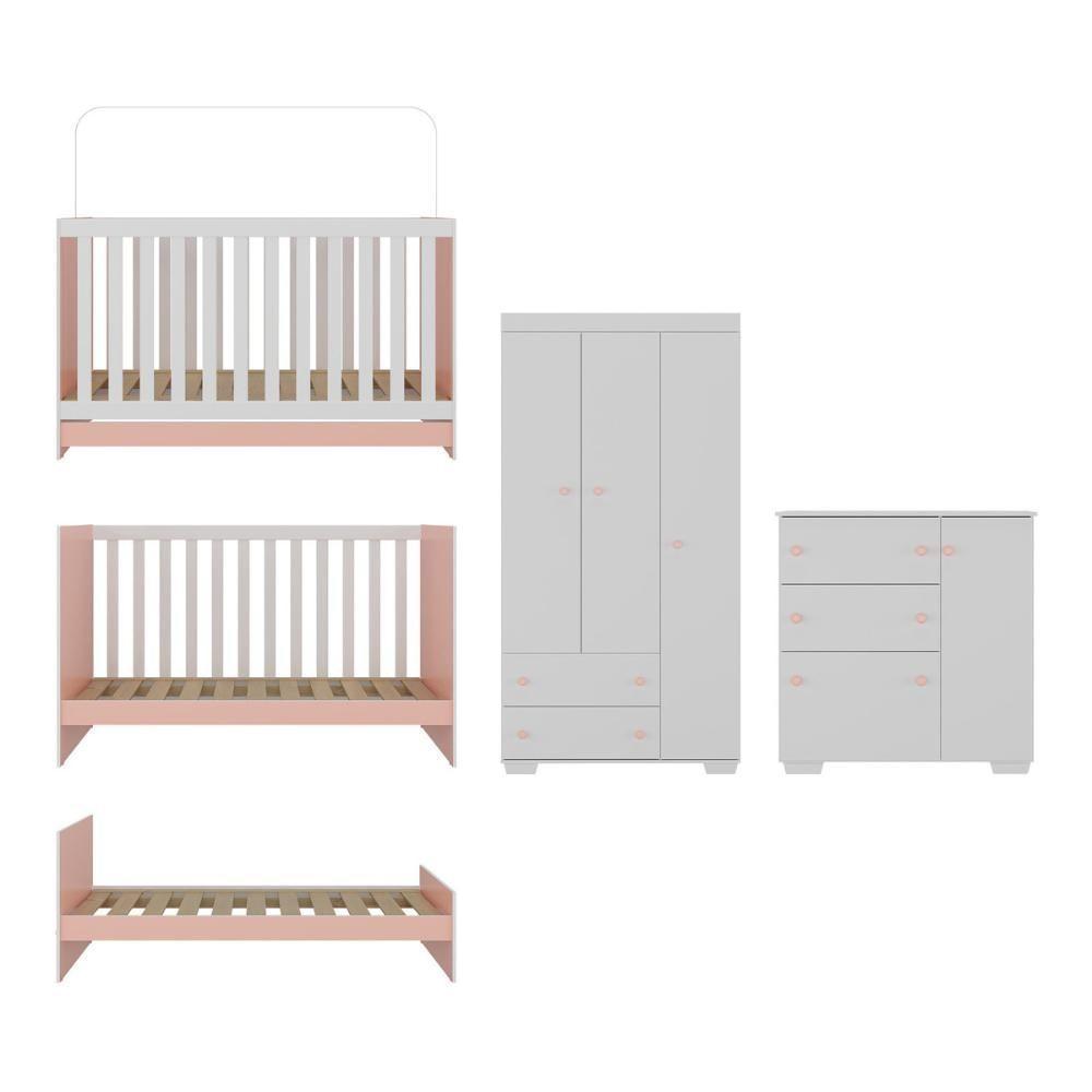 Quarto Infantil Completo Com Colchão Incluso Algodão Doce Multimóveis Mp4253 Branco/rosa - 3