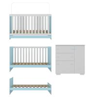 Quarto Infantil Com Berço Colchão Incluso E Cômoda Algodão Doce Multimóveis Mp4250 Branco/azul - 3