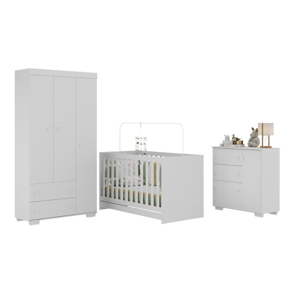 Quarto Infantil Completo Com Colchão Incluso Algodão Doce Multimóveis Mp4253 Branco - 1