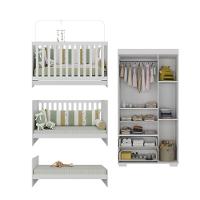 Quarto Infantil Com Berço Colchão Incluso E Guarda-roupas Algodão Doce Multimóveis Mp4248 Branco - 3