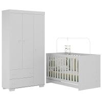 Quarto Infantil Com Berço 3 Em 1 E Guarda-roupas Algodão Doce Multimóveis Mp4247 Branco - 1