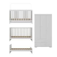 Quarto Infantil Com Berço 3 Em 1 E Guarda-roupas Algodão Doce Multimóveis Mp4247 Branco - 7