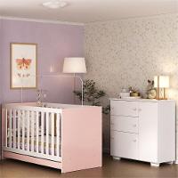 Quarto Infantil Com Berço 3 Em 1 E Cômoda Algodão Doce Multimóveis Mp4249 Branco/rosa - 7