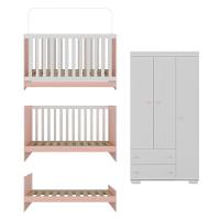 Quarto Infantil Com Berço 3 Em 1 E Guarda-roupas Algodão Doce Multimóveis Mp4247 Branco/rosa - 5