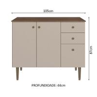 Balcão Gabinete 3 Portas 1 Gaveta Rustic/crema Madesa - 8