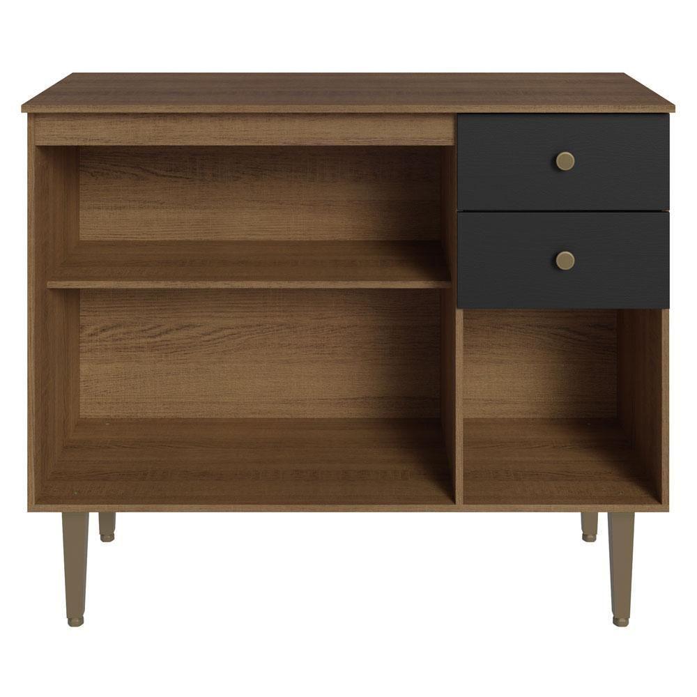 Balcão Gabinete 3 Portas 1 Gaveta Rustic/preto Madesa - 3