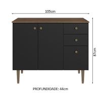 Balcão Gabinete 3 Portas 1 Gaveta Rustic/preto Madesa - 7