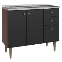 Balcão Gabinete Com Pia 105cm 3 Portas 1 Gaveta Rustic - 1