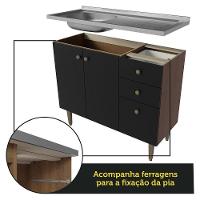 Balcão Gabinete Com Pia 105cm 3 Portas 1 Gaveta Rustic - 2