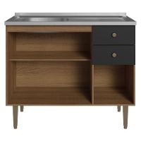 Balcão Gabinete Com Pia 105cm 3 Portas 1 Gaveta Rustic - 5