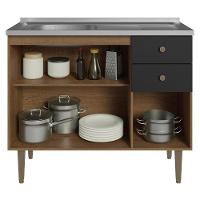 Balcão Gabinete Com Pia 105cm 3 Portas 1 Gaveta Rustic - 10