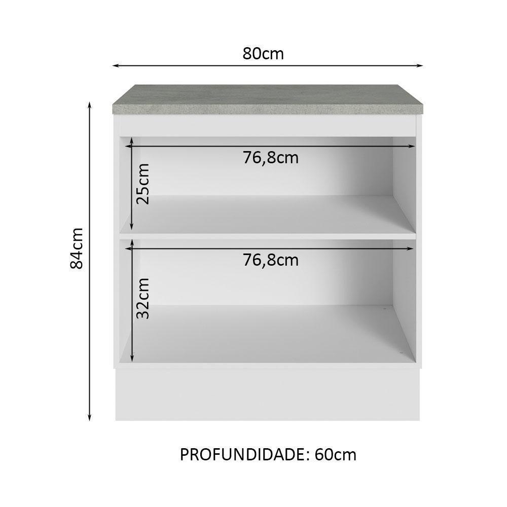 Balcão Multiuso 80cm 2 Portas Branco Agata Madesa Branco - 6