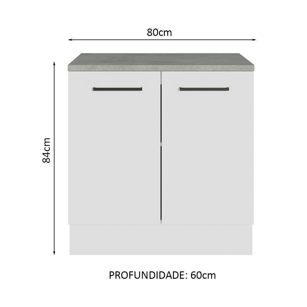 Balcão Multiuso 80cm 2 Portas Branco Agata Madesa Branco - 7